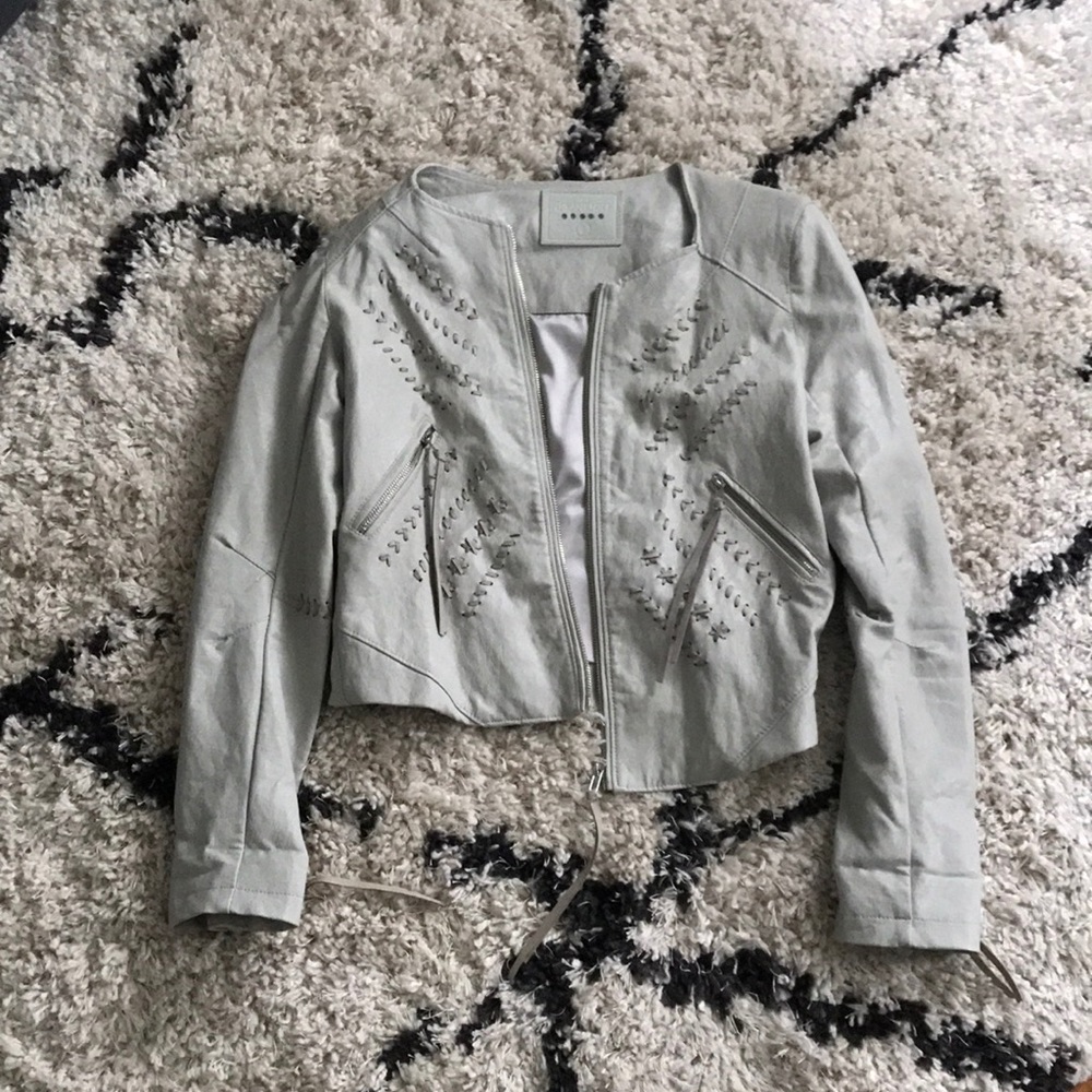 Blank NYC through and through taupe vegan leather jacket
